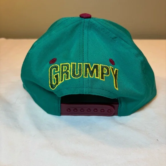 Vintage Grumpy Disney Blockhead Twill Snapback Cap Hat Adult Snow White 7 Dwarfs - Picture 2 of 4